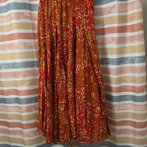 Grace Elements Brown and Orange Maxi A-Line Skirt